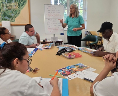 Instructor Simone leading ESL Class